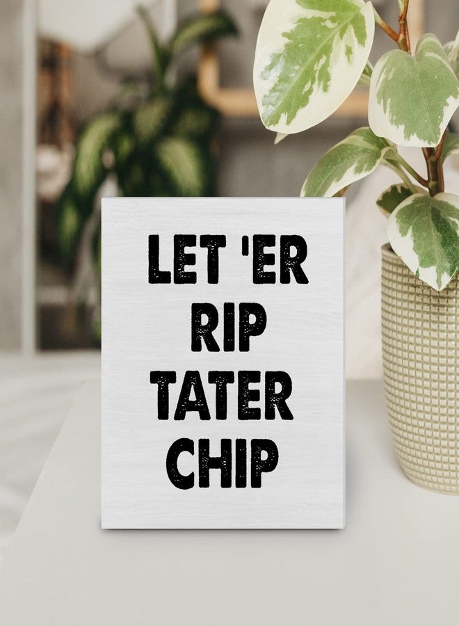 YIDOU Country Let 'Er Rip Funny Restroom Wood Box Sign Decor Desk Sign Humor Bathroom Wooden Box Block Sign Home Shelf Wall Decoration Housewarming Gift - Image 5